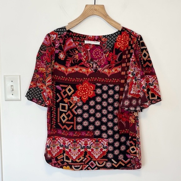 Trina Turk Womens 100% Silk Kirkwood Printed Top, sz medium - Picture 3 of 9